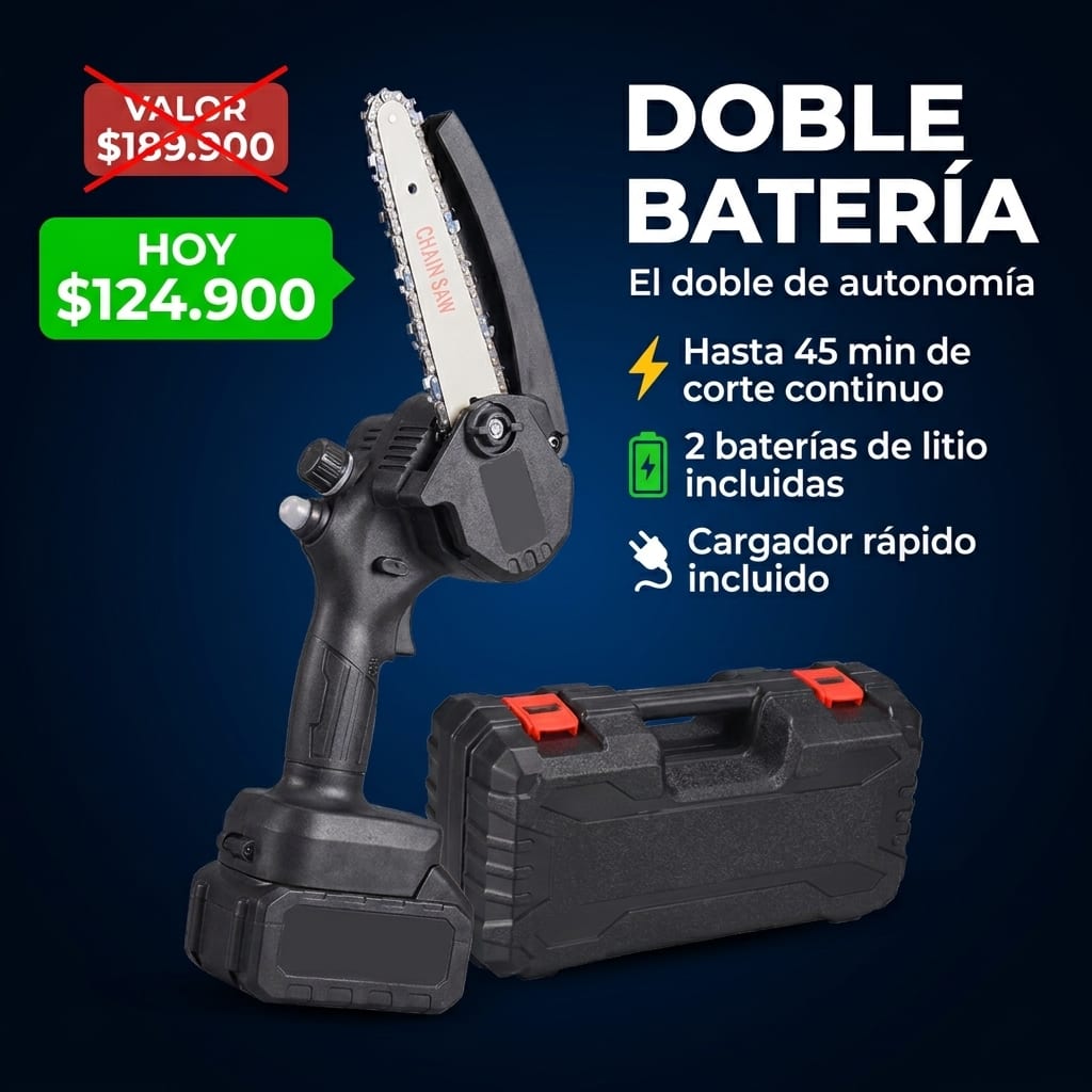 Motosierra Portátil PRO Doble Batería - Mega Mart