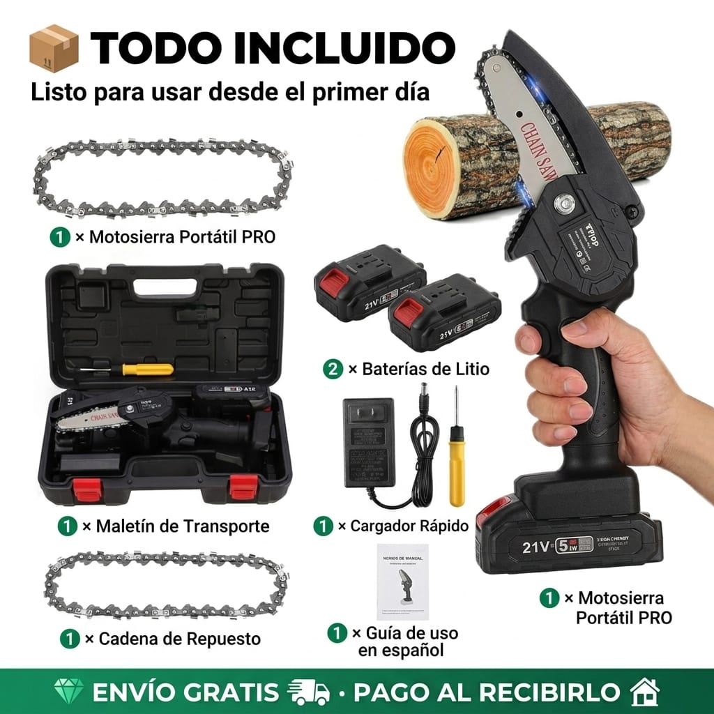 Motosierra Portátil PRO Doble Batería - Mega Mart